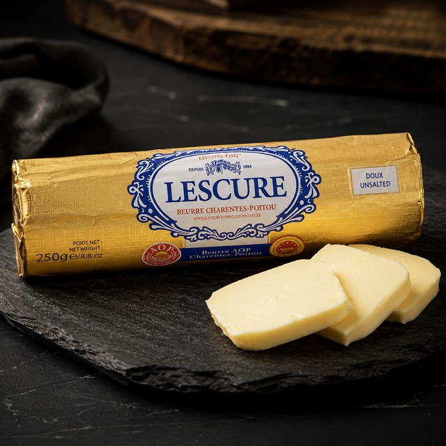 レスキューレ 無塩発酵バター 250g 冷凍｜フランス産 シャラント＝ポワトゥAOP グラスフェッド｜食塩不使用 製菓・パン作り・料理用｜Lescure Grassfed Unsalted Butter Frozen Nature Kiosk