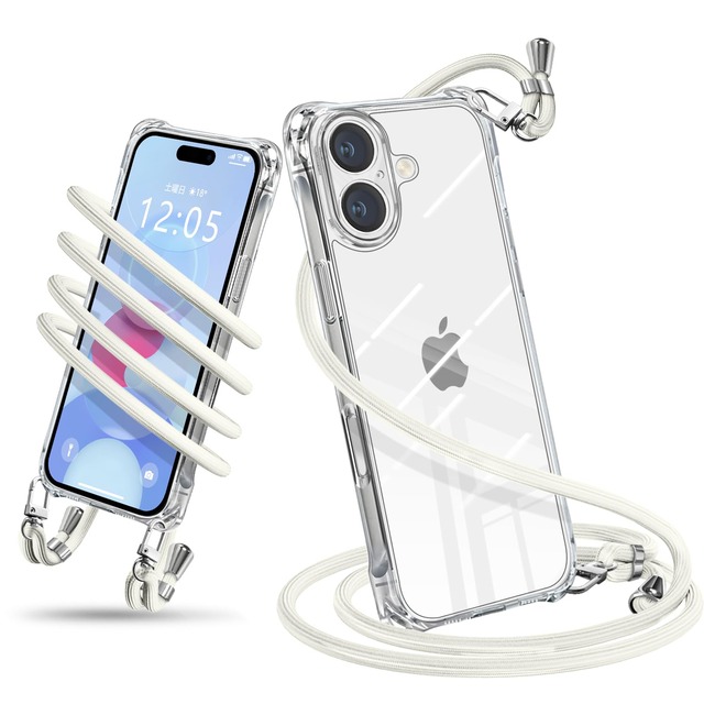 iPhone 17 向けの ケース ショルダー クリア 耐衝撃 アイフォン17 カバー(クリア)