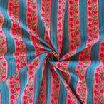 ブロックプリント生地【50cm単位】インド綿 ストライプ柄 青×ピンク×赤 #17127-BL2