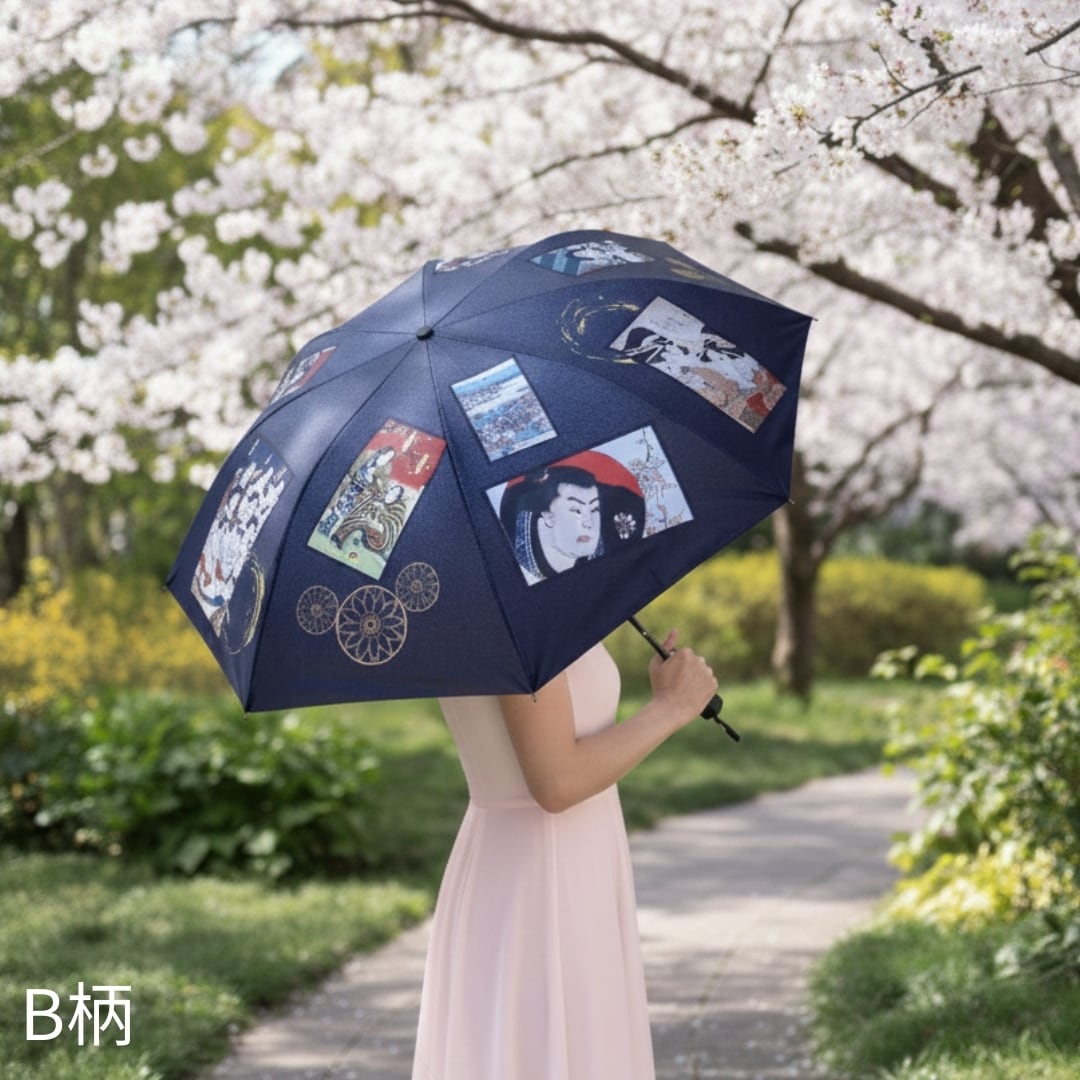 晴雨兼用 浮世絵折りたたみ傘【日本相撲協会承認】江戸相撲錦絵 両国
