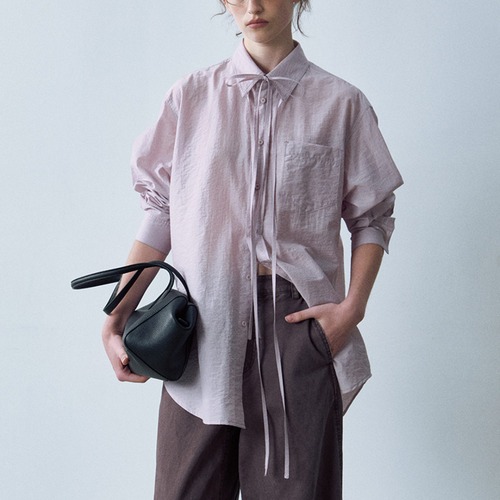 ribbon tie oversized shirt T6225