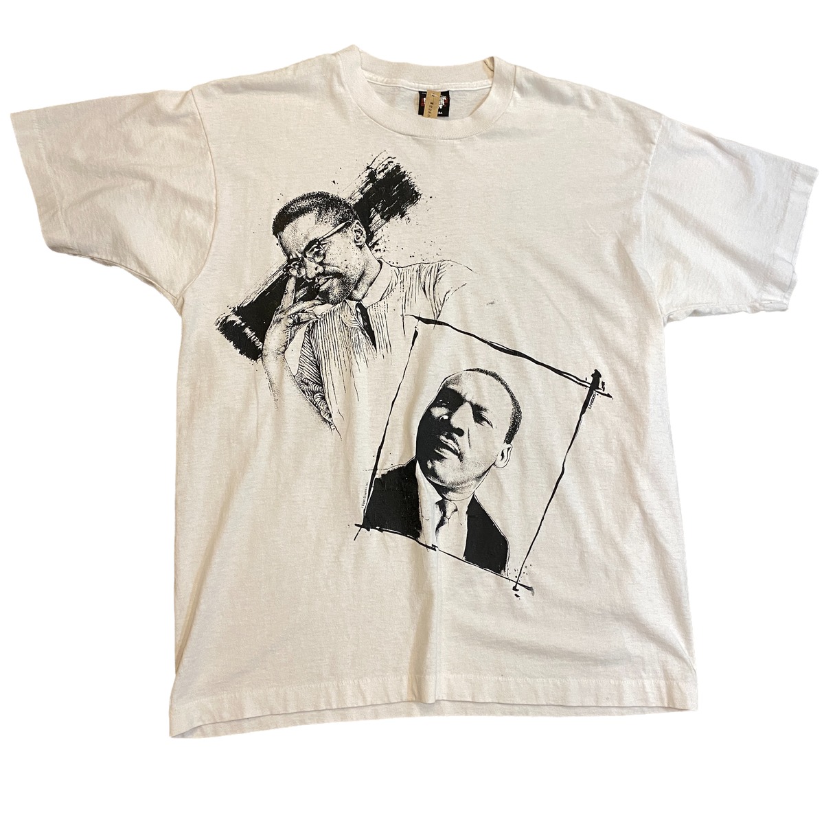 VINTAGE 80S MALCOLM X×MARTIN LUTHER KING Jr TSHIRTS XL WHITE 