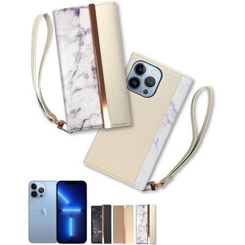 シズカウィル iPhone 13 Pro 用 手帳型 ケース カバー アイファンデ スマホケース ストラップホール ストラップ付 WHITE 1286