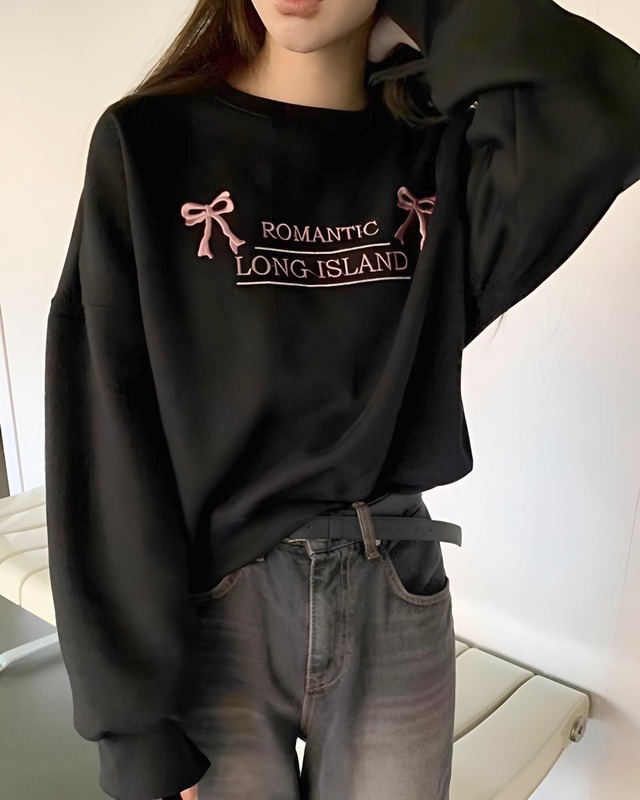 ロマンティックリボンスウェットシャツ（2 colors）　24WP03115