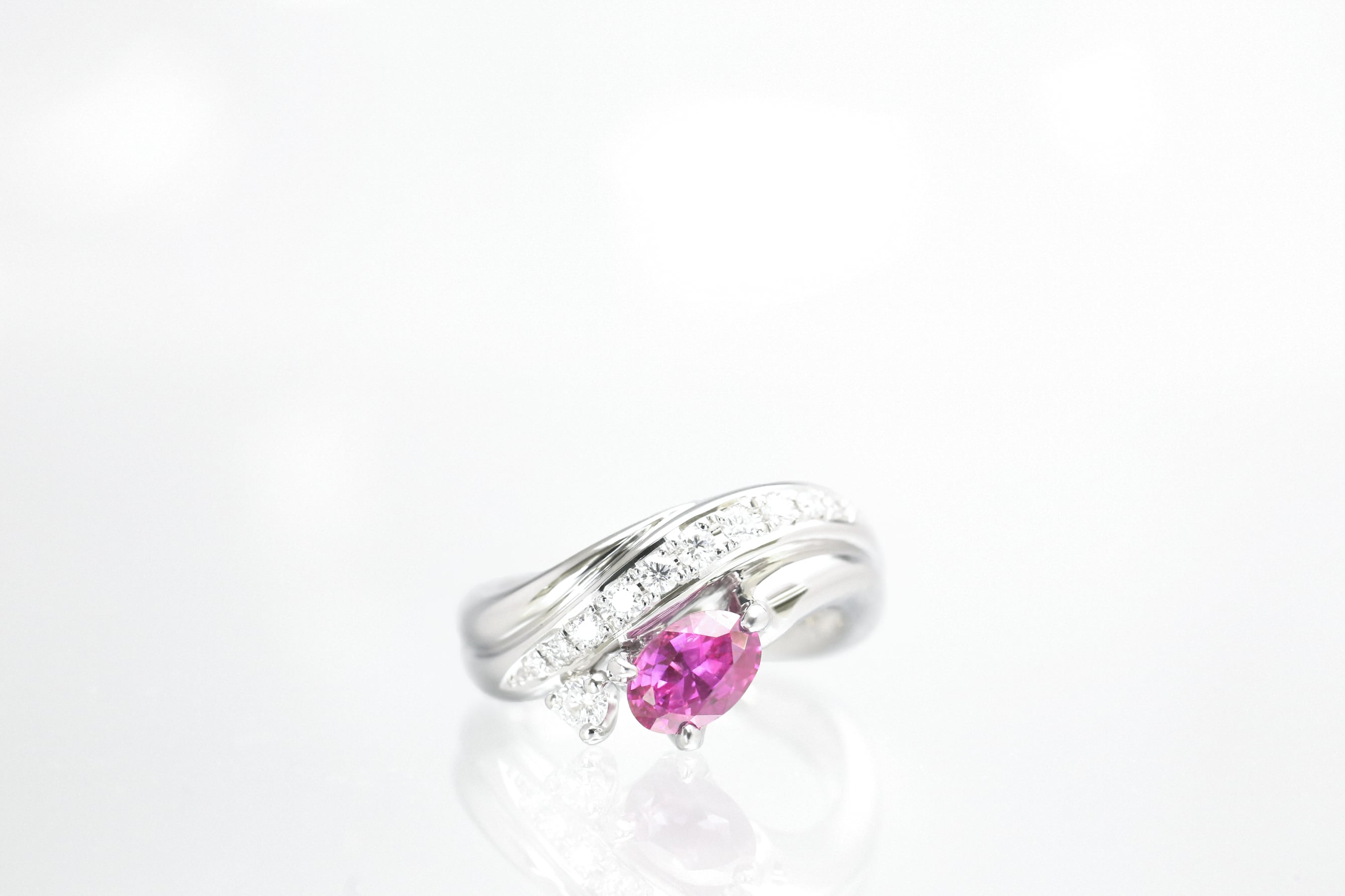 PT900 ピンクサファイア0.95ct/ダイヤモンド0.26ctリング#13 | rizjewelry