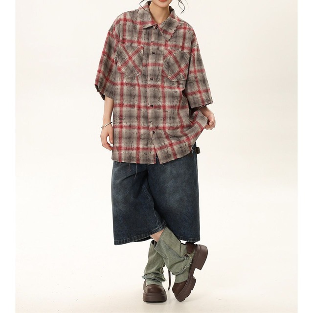 ナンバリングチェックハーフスリーブシャツ 1col   R01748