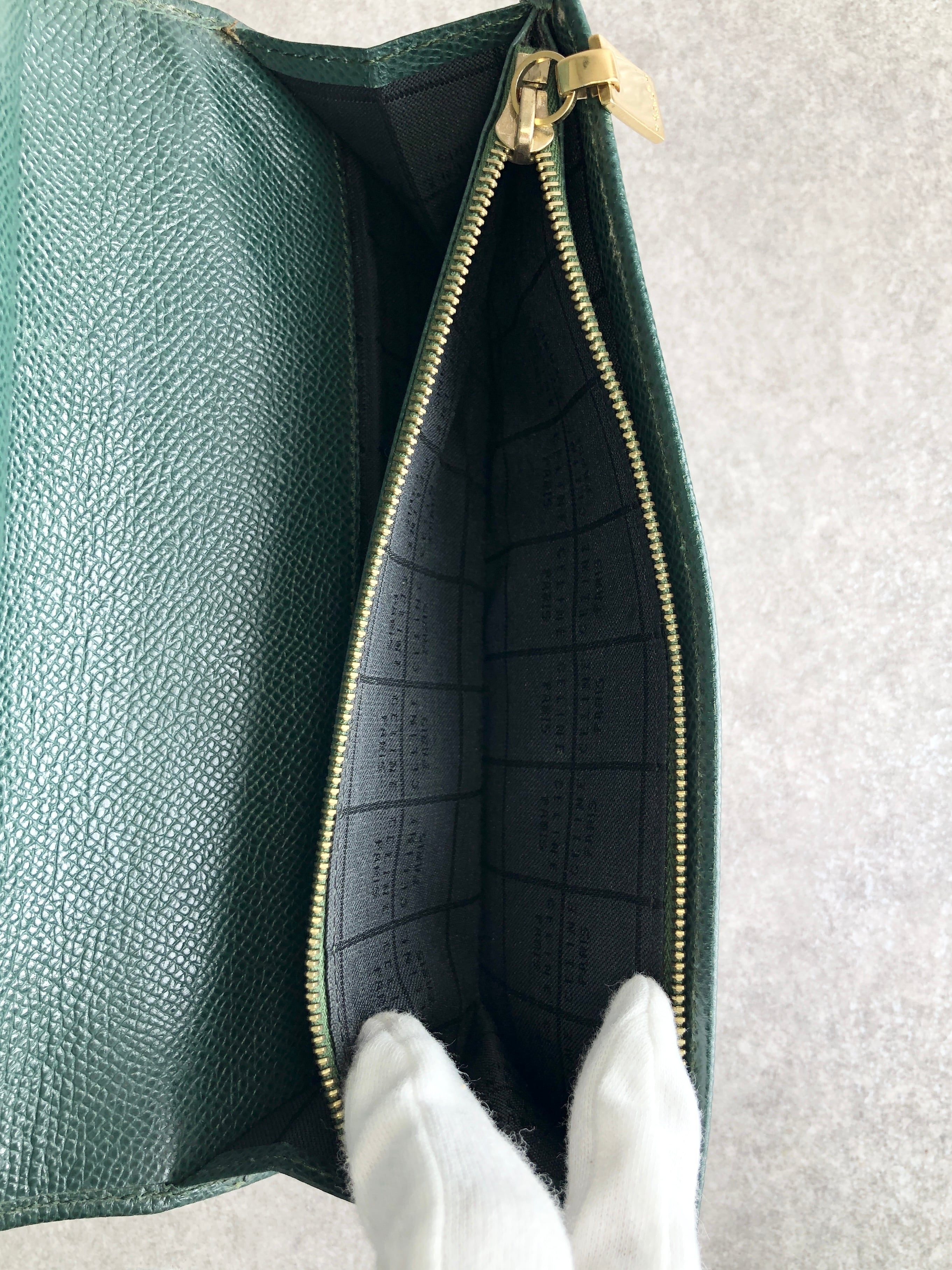 CELINE セリーヌ 財布 グリーン ロゴ サークル レザー 長財布 vintage