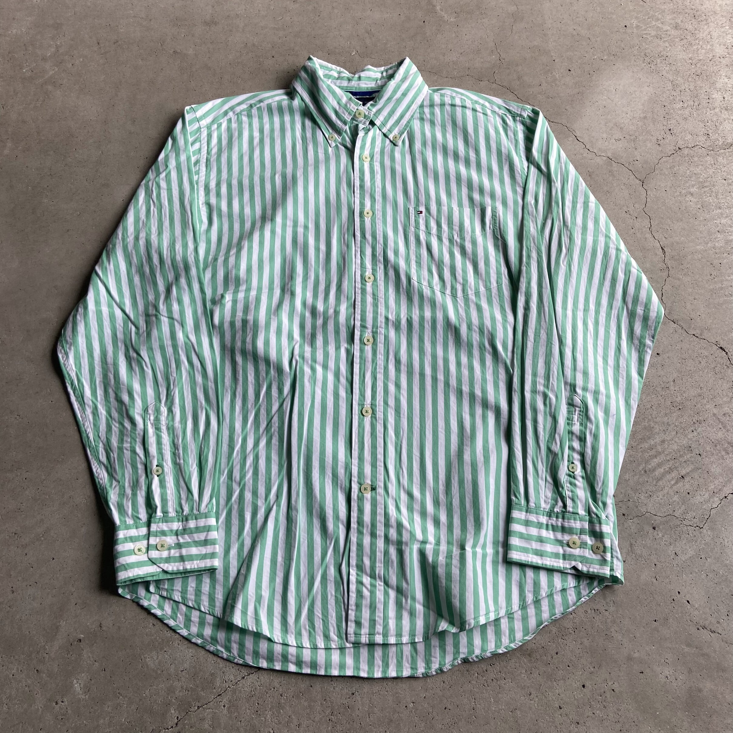 00年代 TOMMY HILFIGER トミーヒルフィガー ボタンダウン ストライプ 