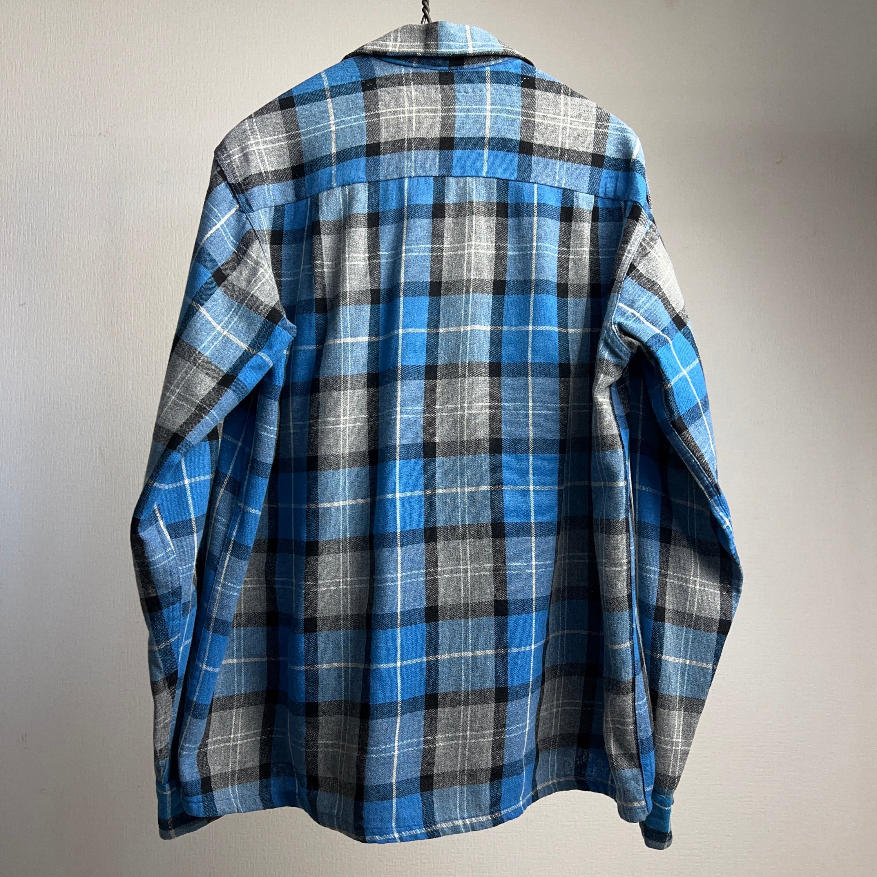 50's~60's “SPORTOP” Wool Plaid Shirt SIZE M 50年代 60年代 ボックスカット チェックシャツ  長袖【0929A33】【送料無料】
