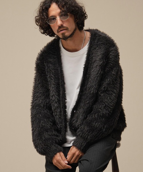 THEOREM Wild Shaggy Cardigan (BLK) TRM-2621003