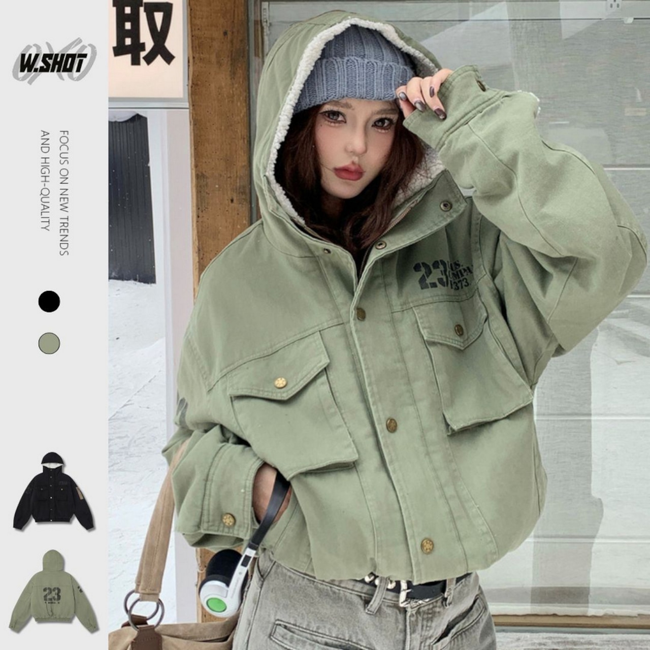 【暖かさUP】 23ムートンコート 中綿ジャケット T1966