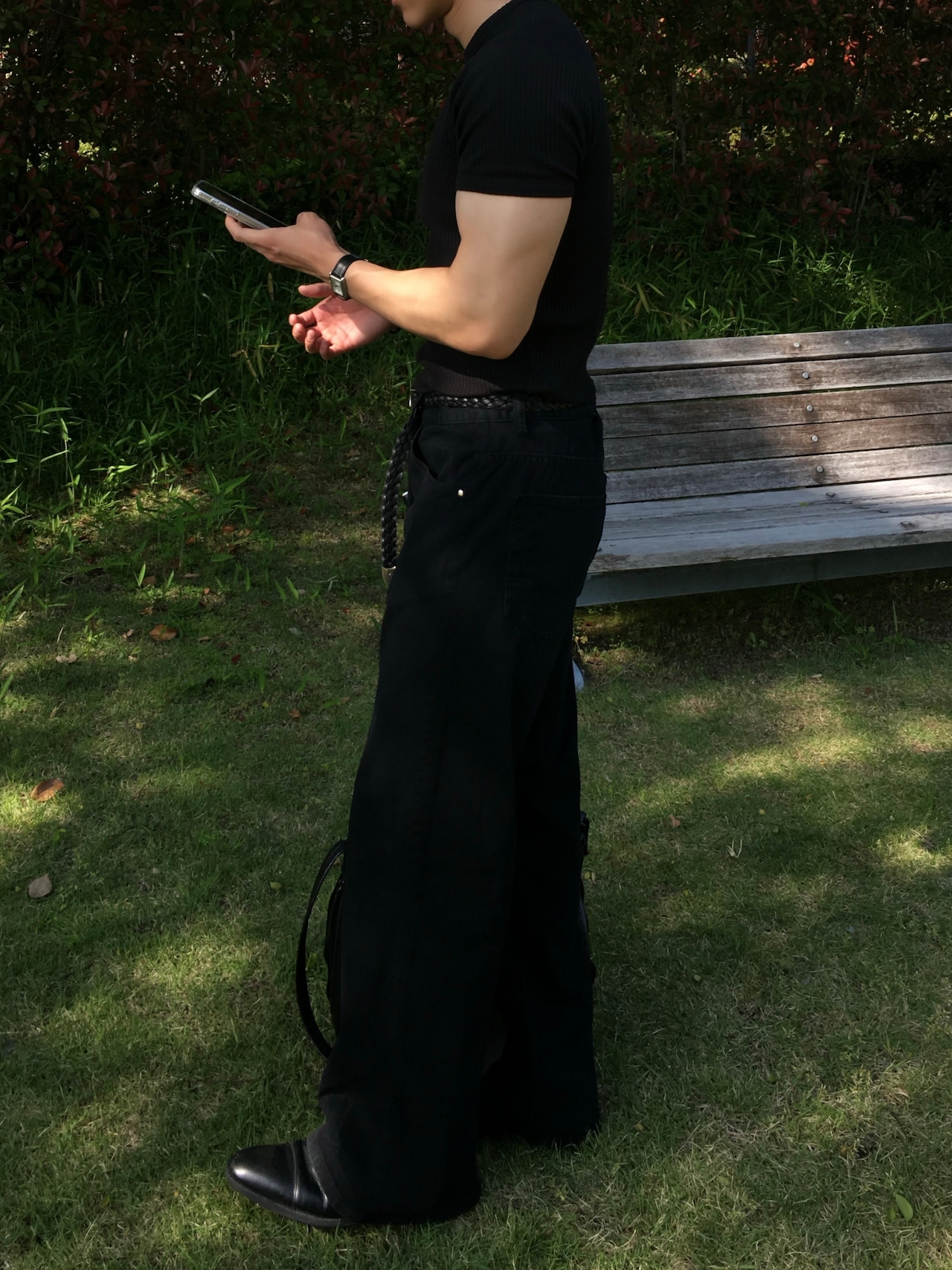 Signature Flare Cotton Pants (Black) - 13