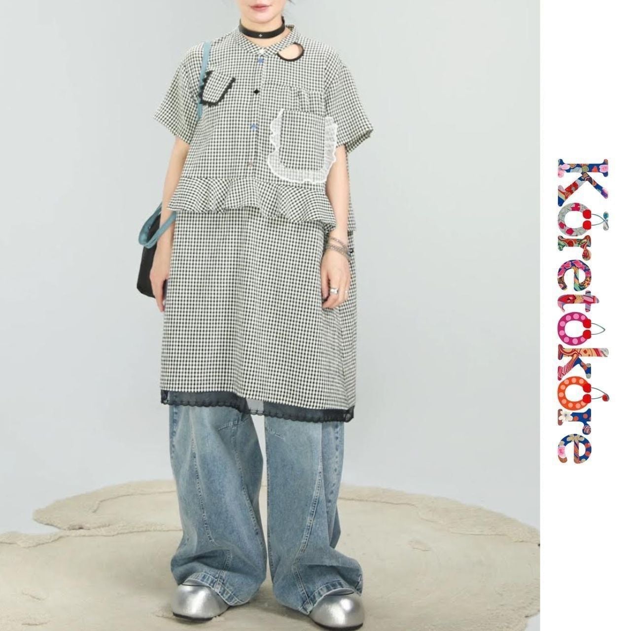 Gingham Check Short Sleeve Dress A1142