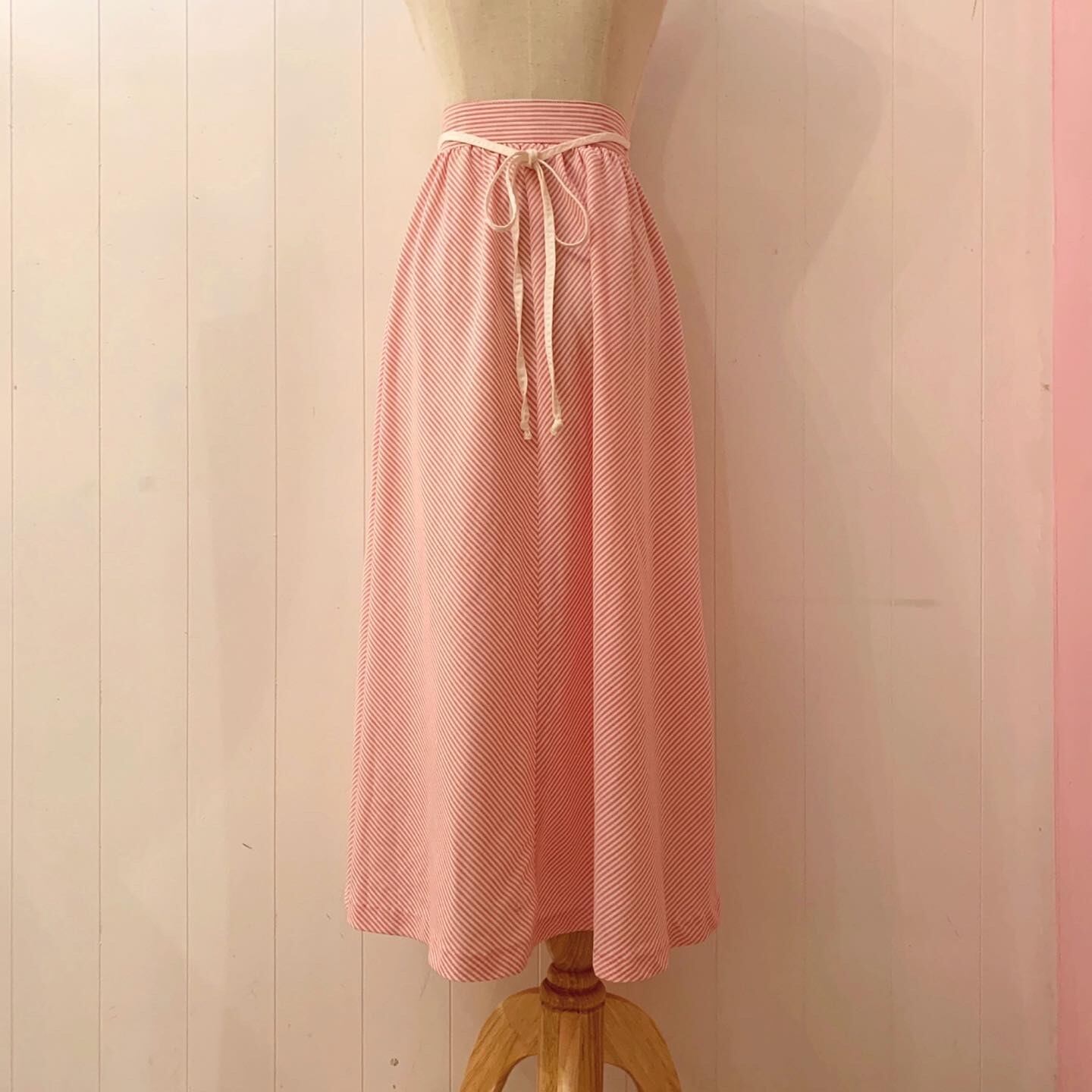 red white stripe cotton gather skirt