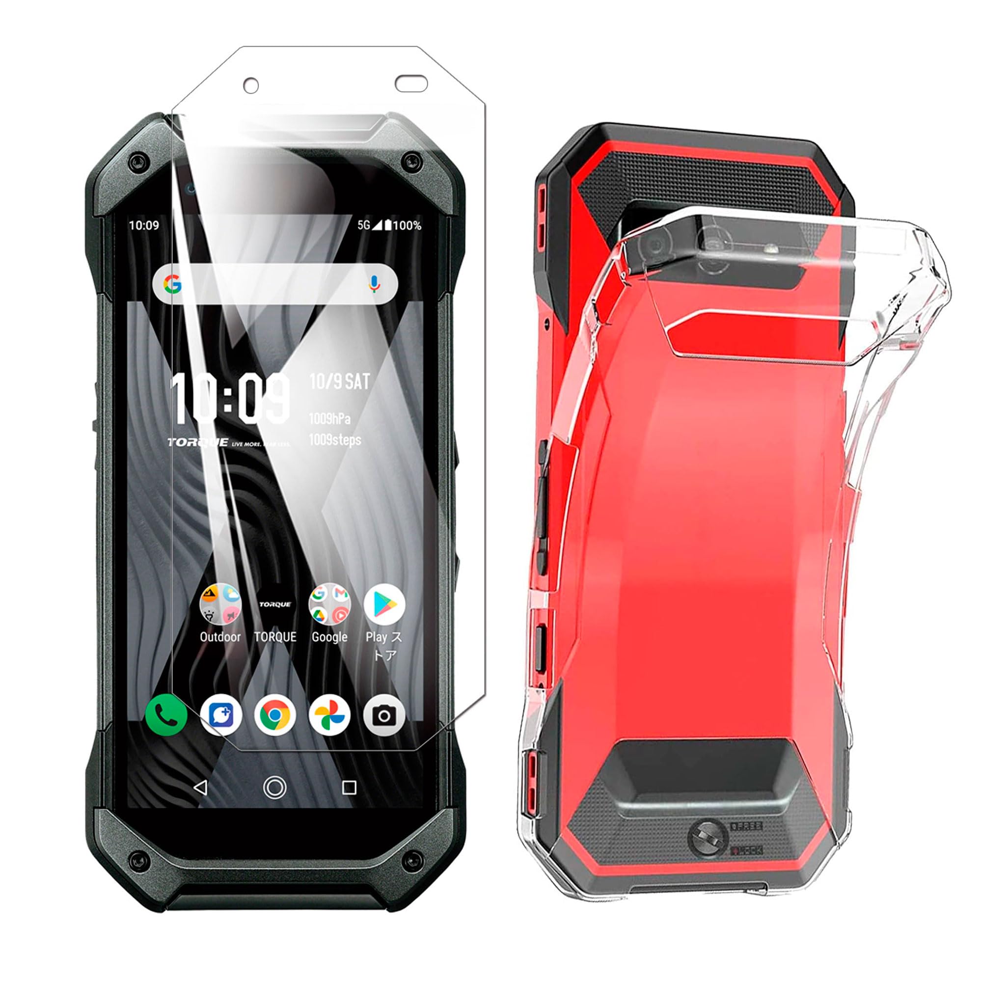 【1枚ガラスフィルム+TPU シリコン ケース】For TORQUE 5G KYG01 用のフィルム 硬度9H 気泡ゼロ 飛散防止 高感度 衝撃吸収 指紋防止 液晶保護フィルム 強化ガラス For TORQUE 5G 用のケース クリア 上質TPU 耐衝撃 落下防止 専用保護ケース【Hcsxlcj】 (FOR TORQUE 5G用の)