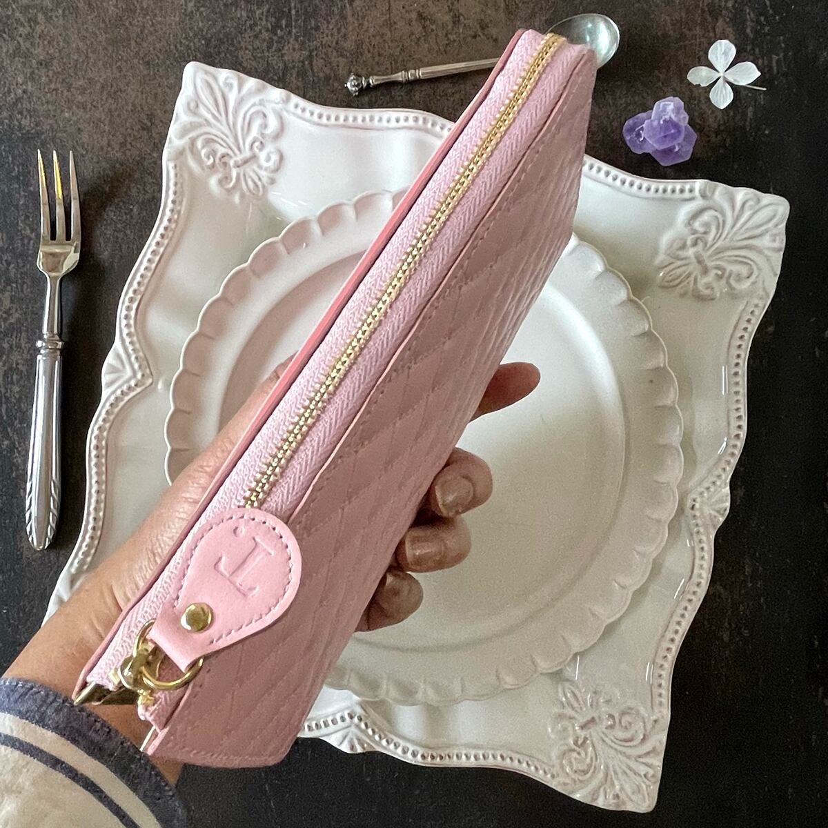 桜色のキルティングケーキ長財布 | Pay ID