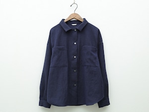 ウールヘリンボンヤブレ組織の羽織シャツ COL/ブルー