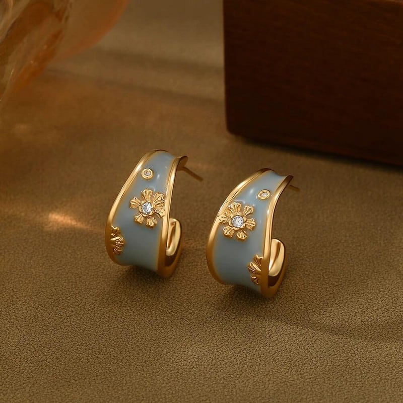 フラワースタッドリングピアス M0754