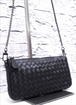 【希少】BOTTEGA VENETA ボッテガヴェネタ イントレチャート レザー クロスボディ チェーンストラップ ミニ ショルダー バッグ ポーチ 黒◆