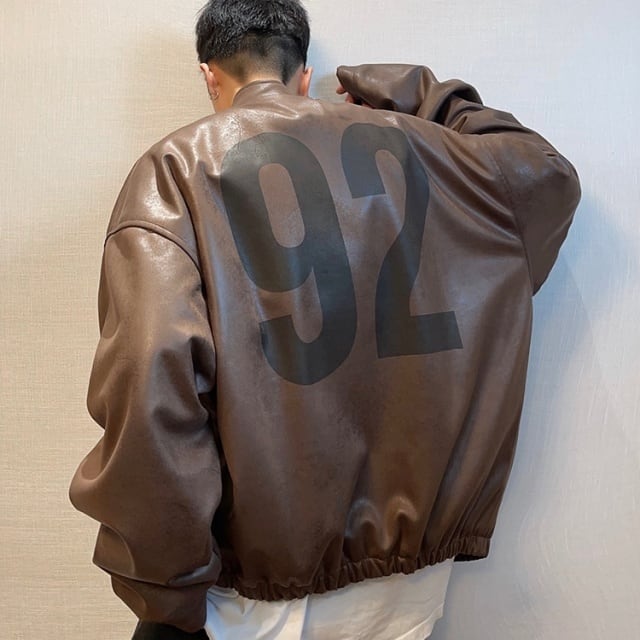 予約販売】レザーブルゾン アウター レザー アニマル柄 革ジャン