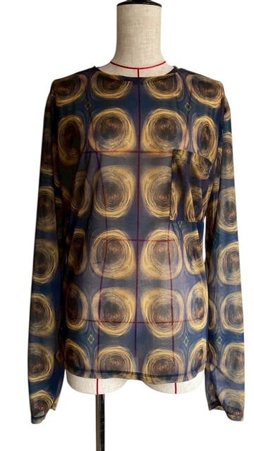 FUMIE TANAKA フミエタナカ シースルー カットソー ロンT 茶 2 FUMIE TANAKA/フミエタナカ】sheer print longT シアープリント ロング