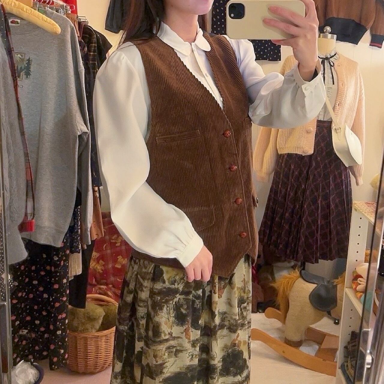 brown corduroy paisley liner vest