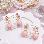 《 大粒グラデーション苺♡キラキラSWAROVSKIビジュー》 ピアス/イヤリング