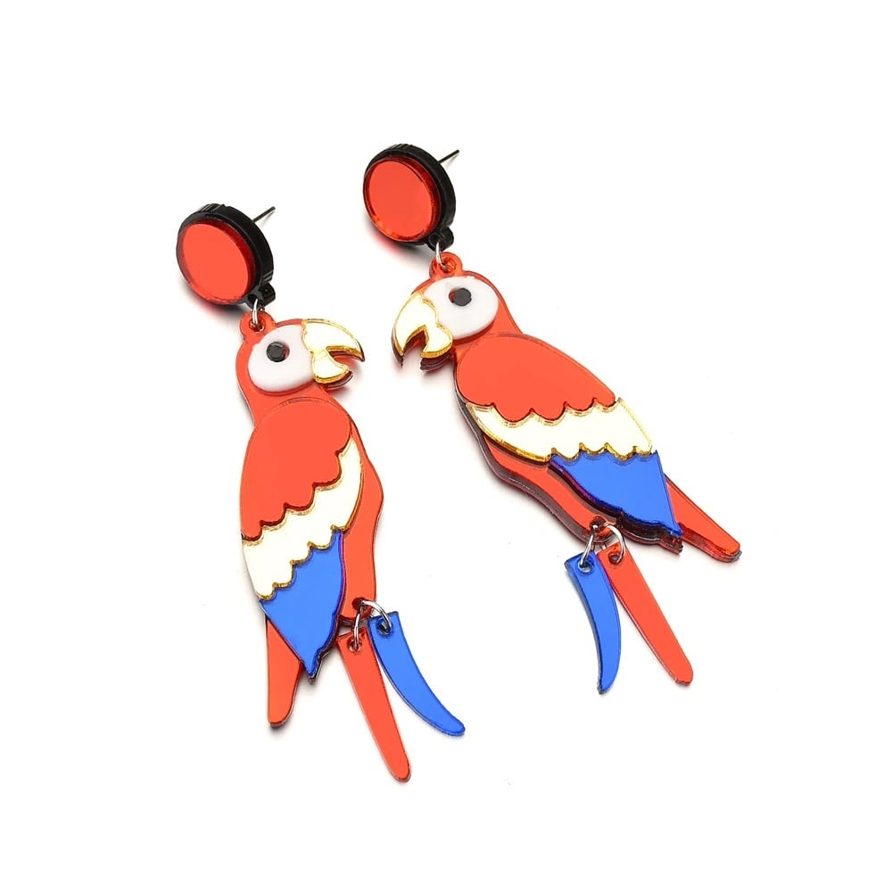 カラフルオウム ピアス イヤリング Bird colorful parrot 鳥ピアス | Neons