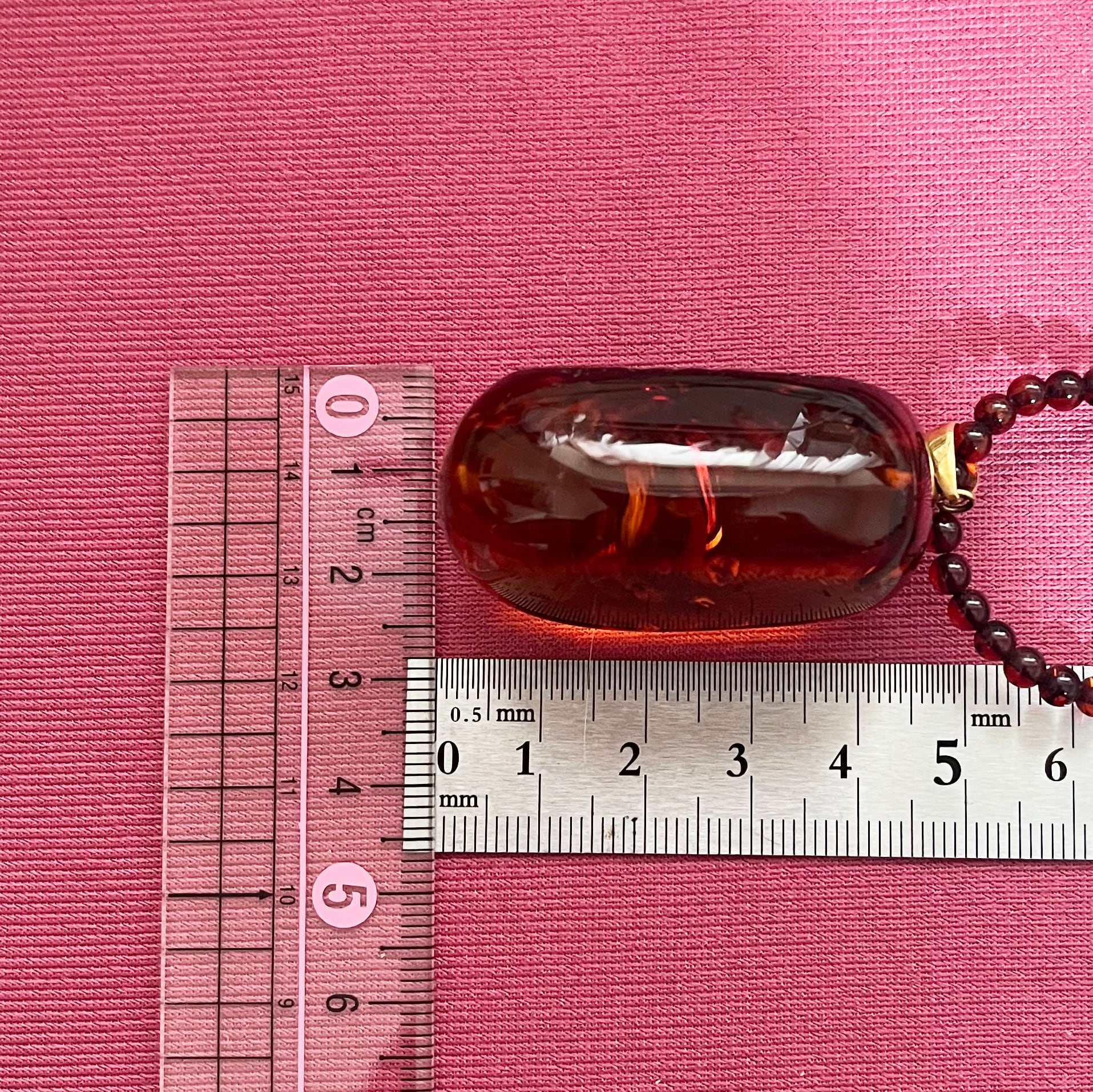 レア オール アンバー 琥珀 コハク ビーズ セミロング