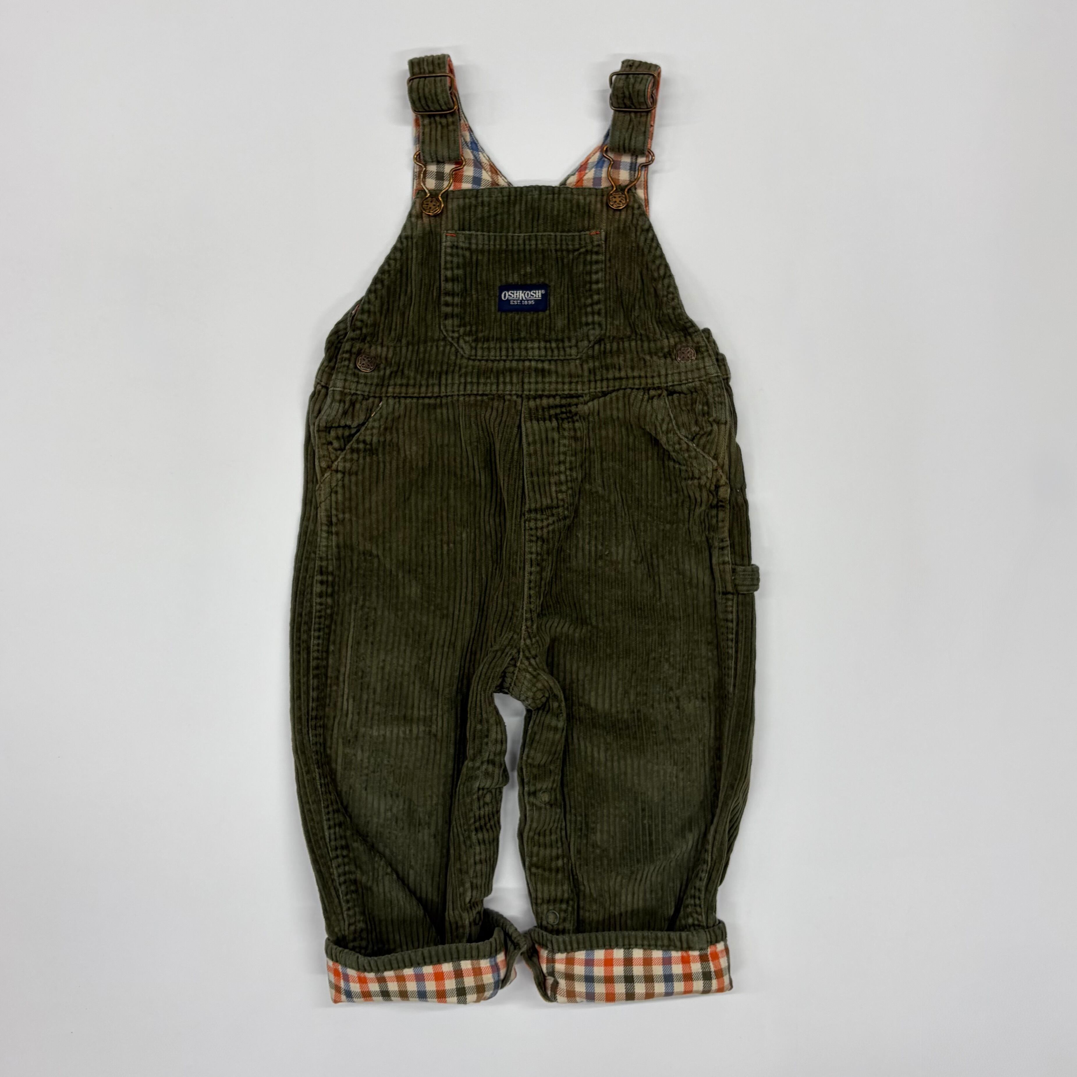 【24M】OSHKOSH corduroy overall khaki オシュコシュ コーデュロイ オーバーオール カーキ チェック