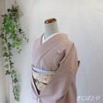 【N様ご予約品】正絹ちりめん　桜鼠に鳳凰の刺繍の付け下げ　袷