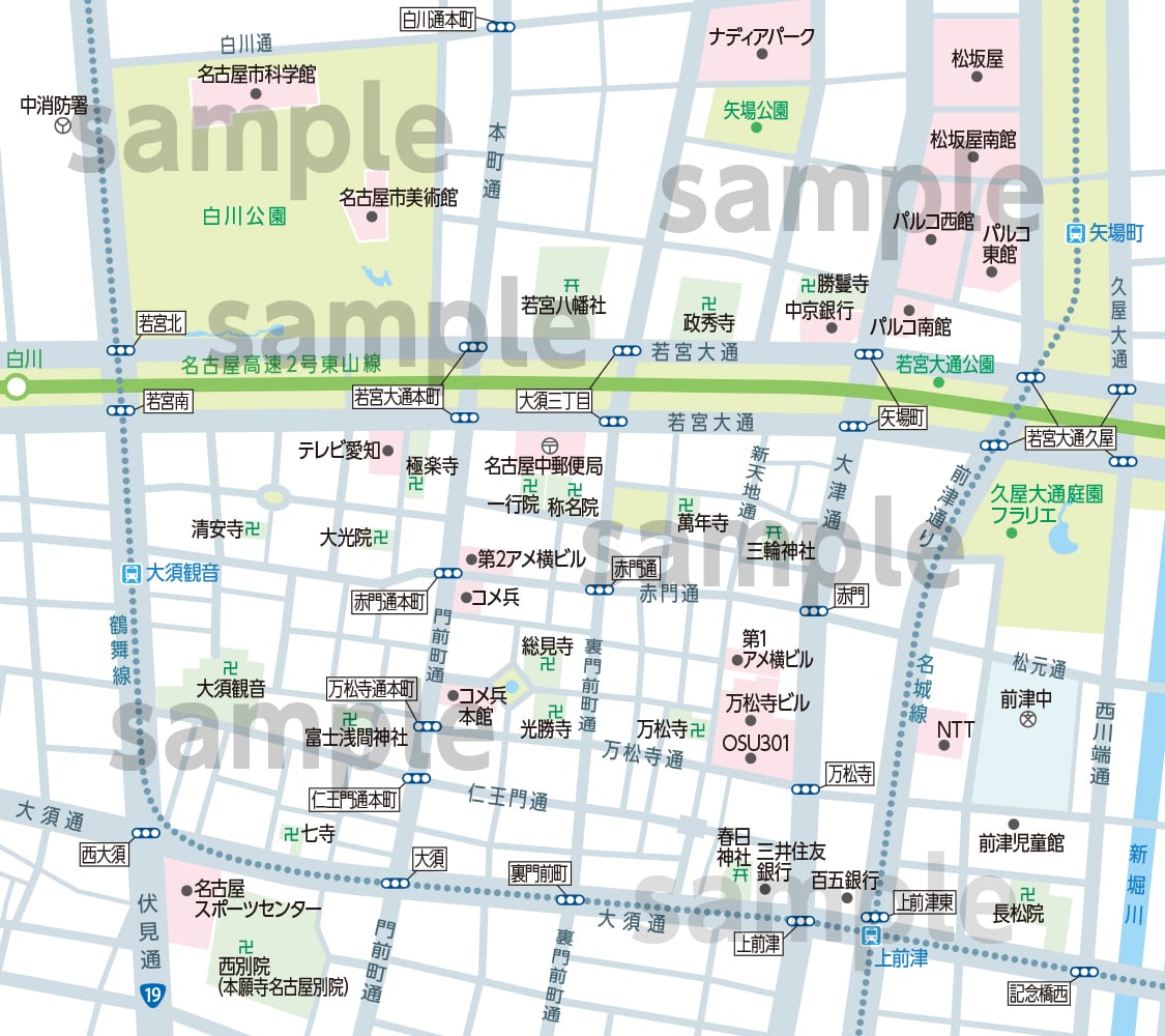 名古屋市：大須〜上前津 | タウンマップダウンロード