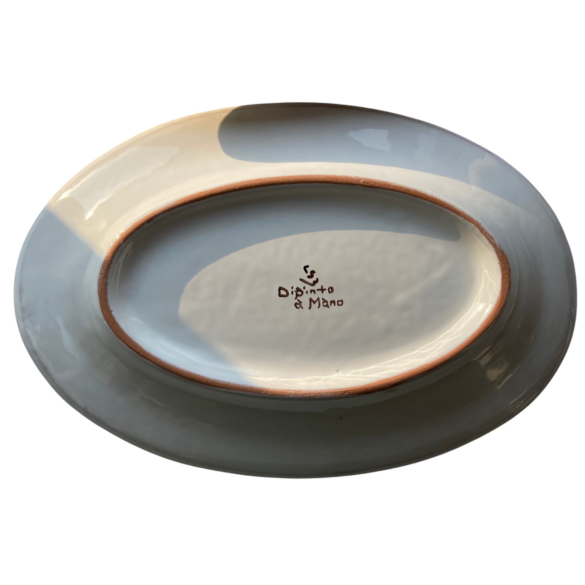 オーバルプレート 26cm OVL015 マヨリカ焼き イタリア陶器 青いお皿