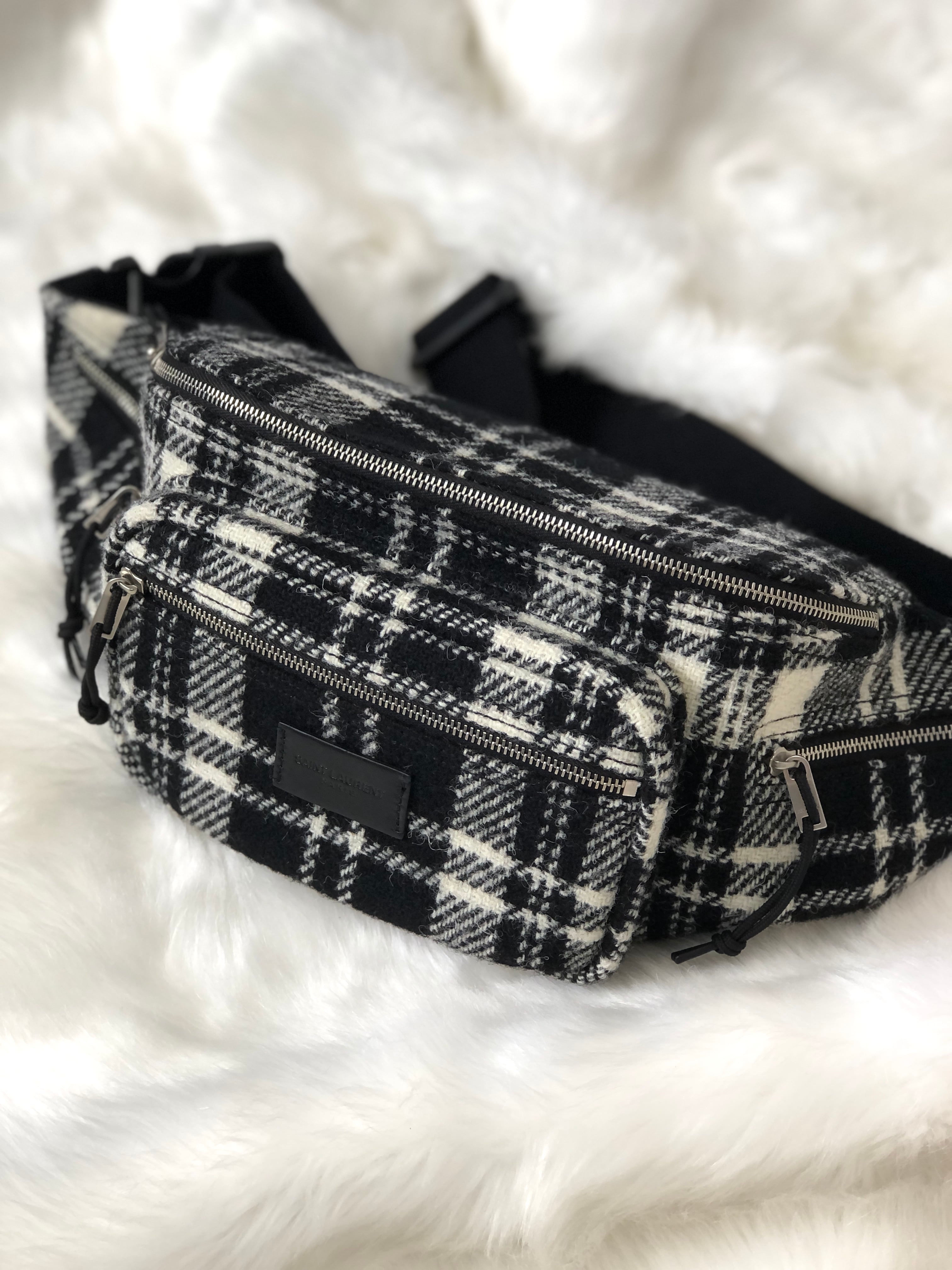 希少☆SAINT LAURENT　ボディバッグ　チェック　モノクロ SAINTLAURENT PARIS サンローラン チェック YSL BAG NY RIP BODYB