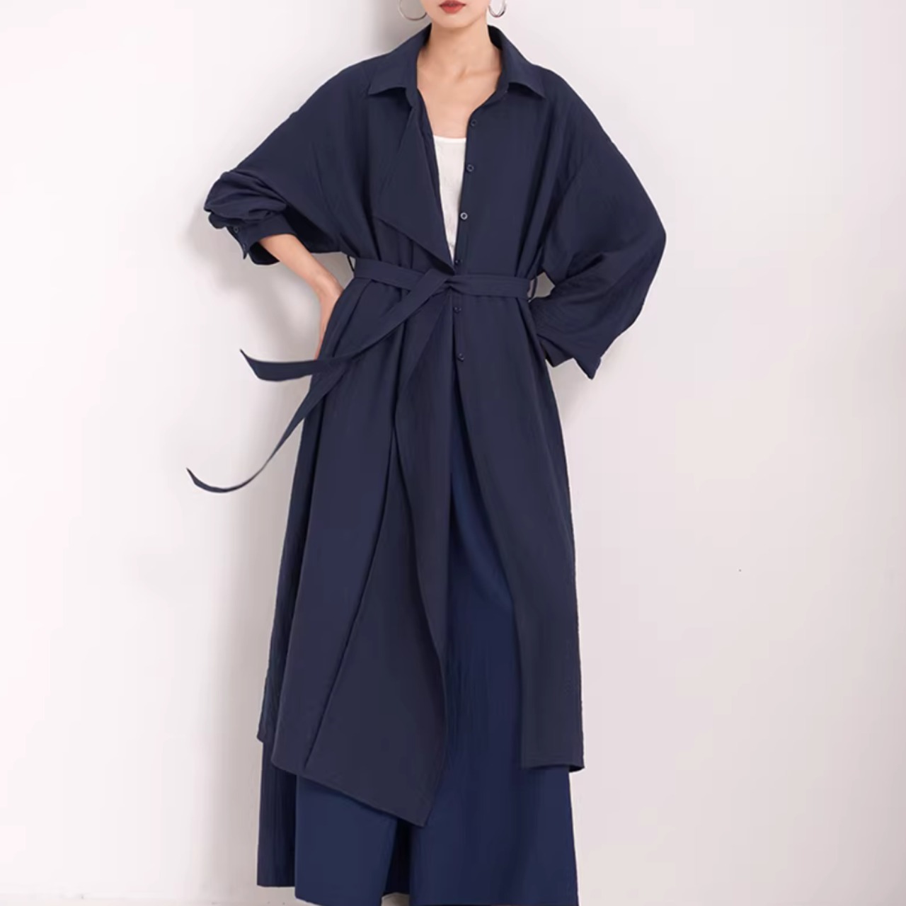 シャツカラー ベルト付き  シャツワンピース 00089・画像4