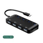 Formosa Japan USB-C（TYPE-C） to USB 3.0 HUB ハブ 4ポート アダプター 黒 IF-1103U3C