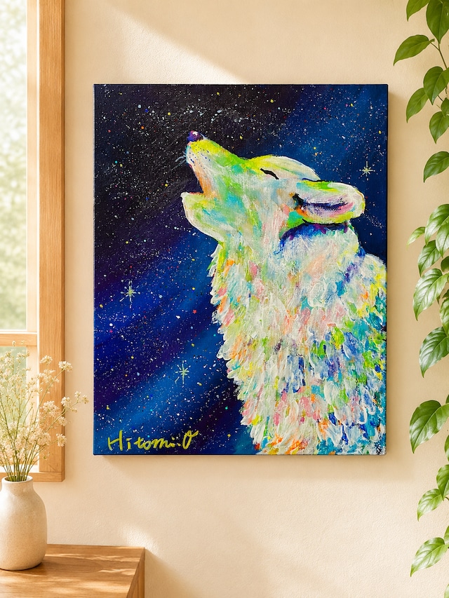 A-75/24】動物画 キリン アクリル画 原画 絵画 現代アート キャンバス