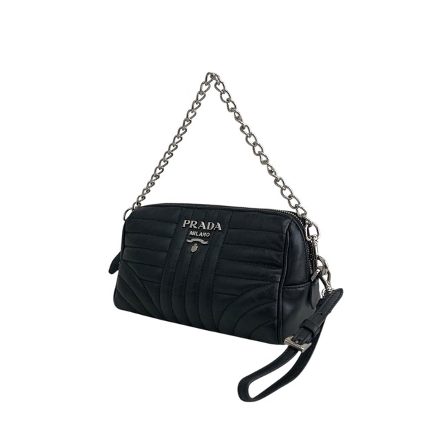 PRADA プラダ ハンドバッグ ブラック ロゴ レザー ダイアグラム ミニバッグ vintage ヴィンテージ オールド mwu5nu