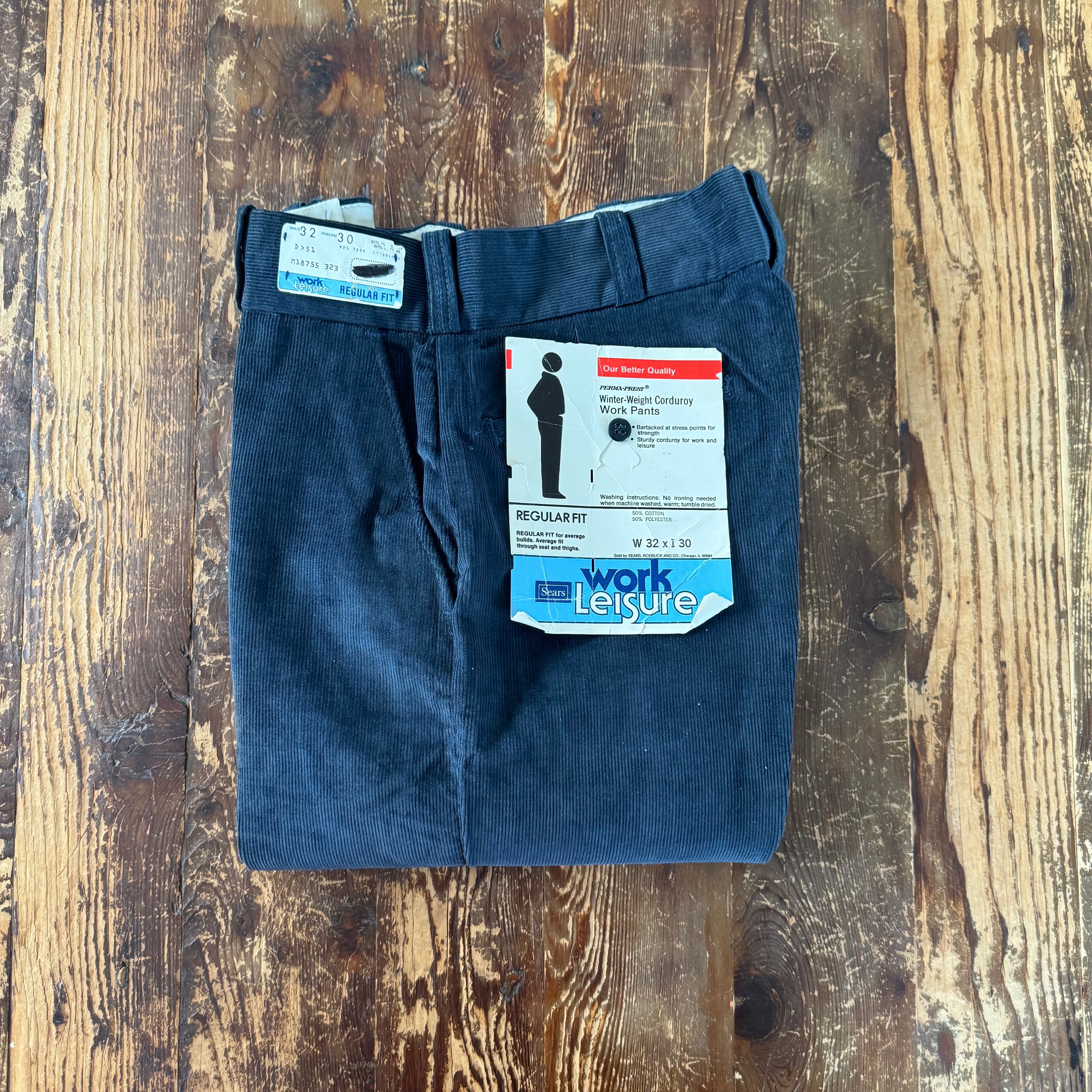 Circa 70's Deadstock Sears "Work N' Leisure" Corduroy Work pants/W36