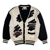 DOLCE ELEGANTE ドルチェ キャラ刺繍 ツートン切替 コットンニット カーディガン サイズ 48 /メンズ/ワールド/日本製