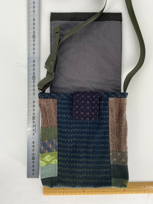 絣柿渋手作りアートショルダーバッグ　現品お届け