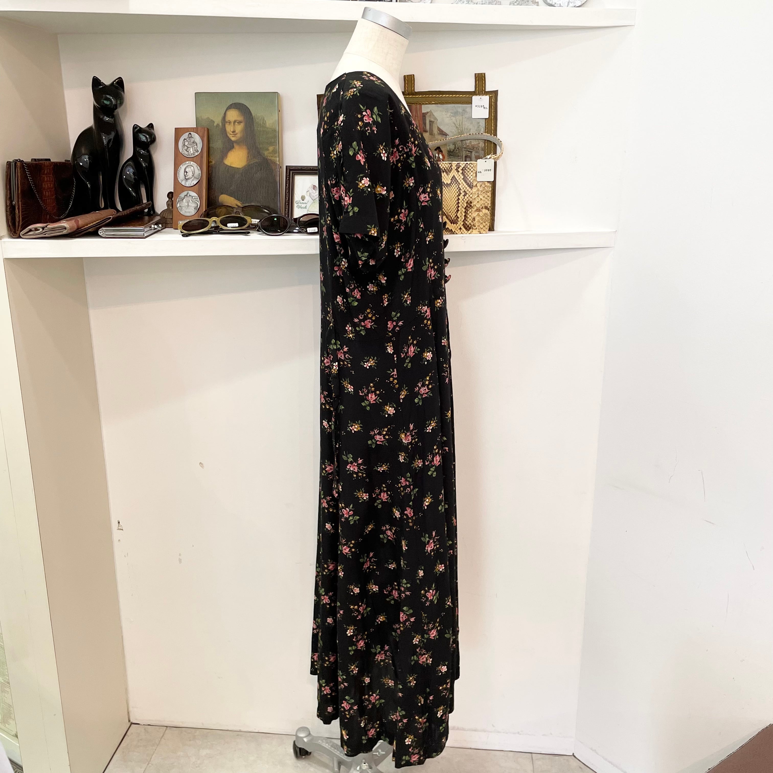 vintage/one-piece/flower/black/long/ビンテージ/ヴィンテージ ...