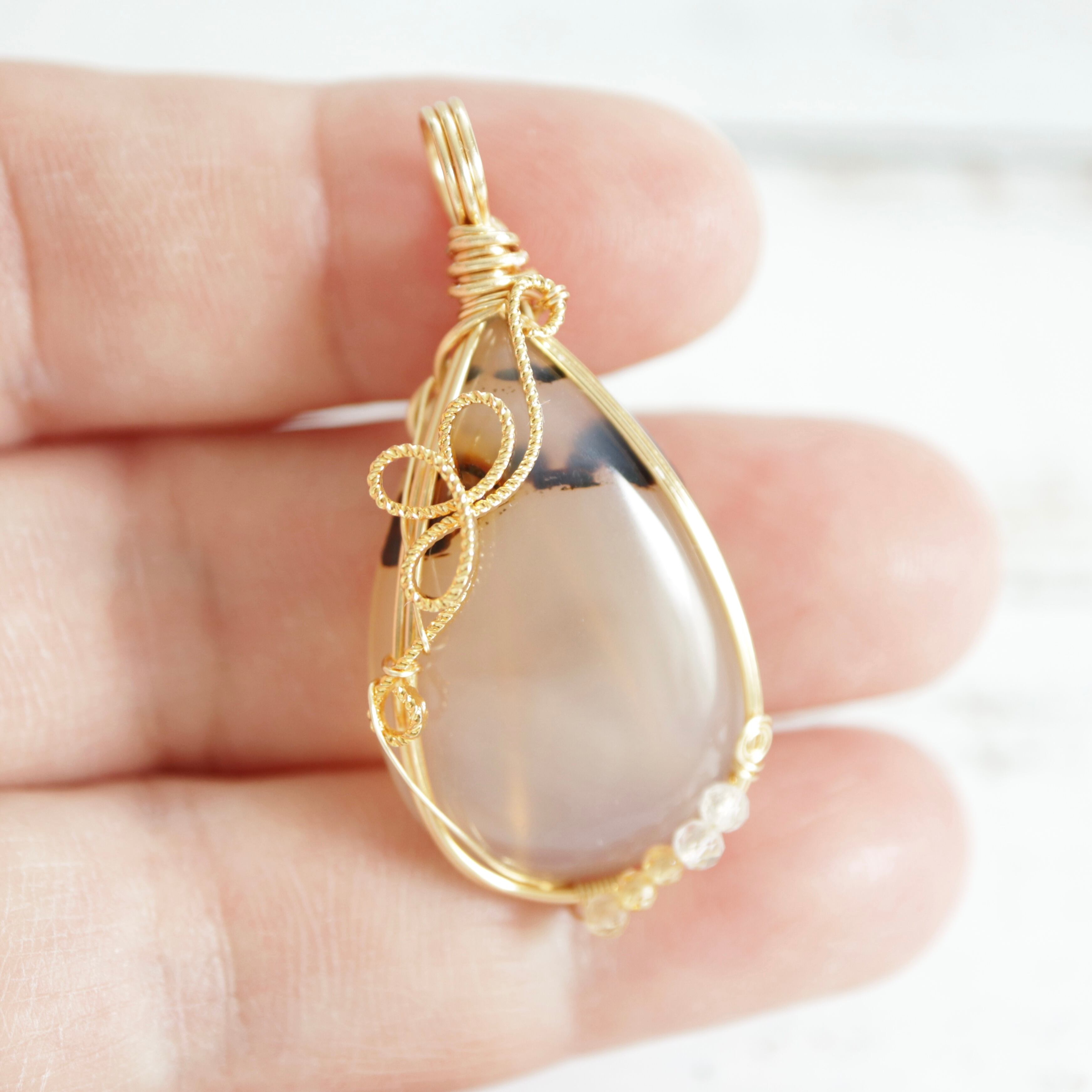 1点もの 瑪瑙 めのう ワイヤーラッピング