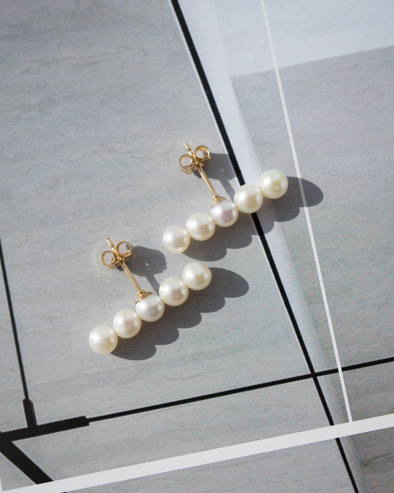 5連パールピアス／K14GF