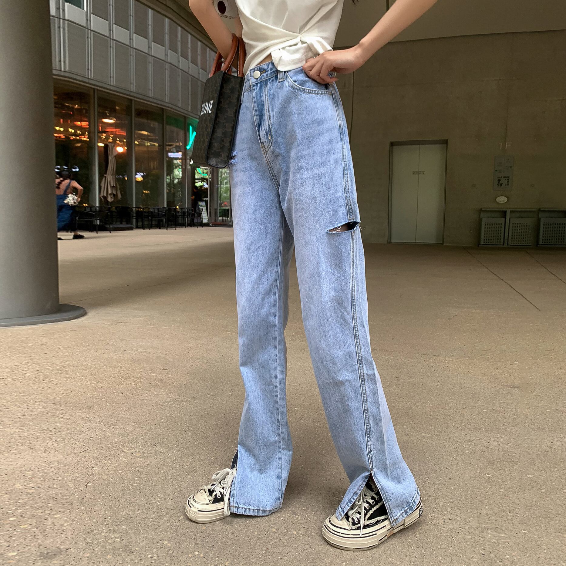 ハイウェスト薄手パンツ 6Du_Shop_Women49005837404