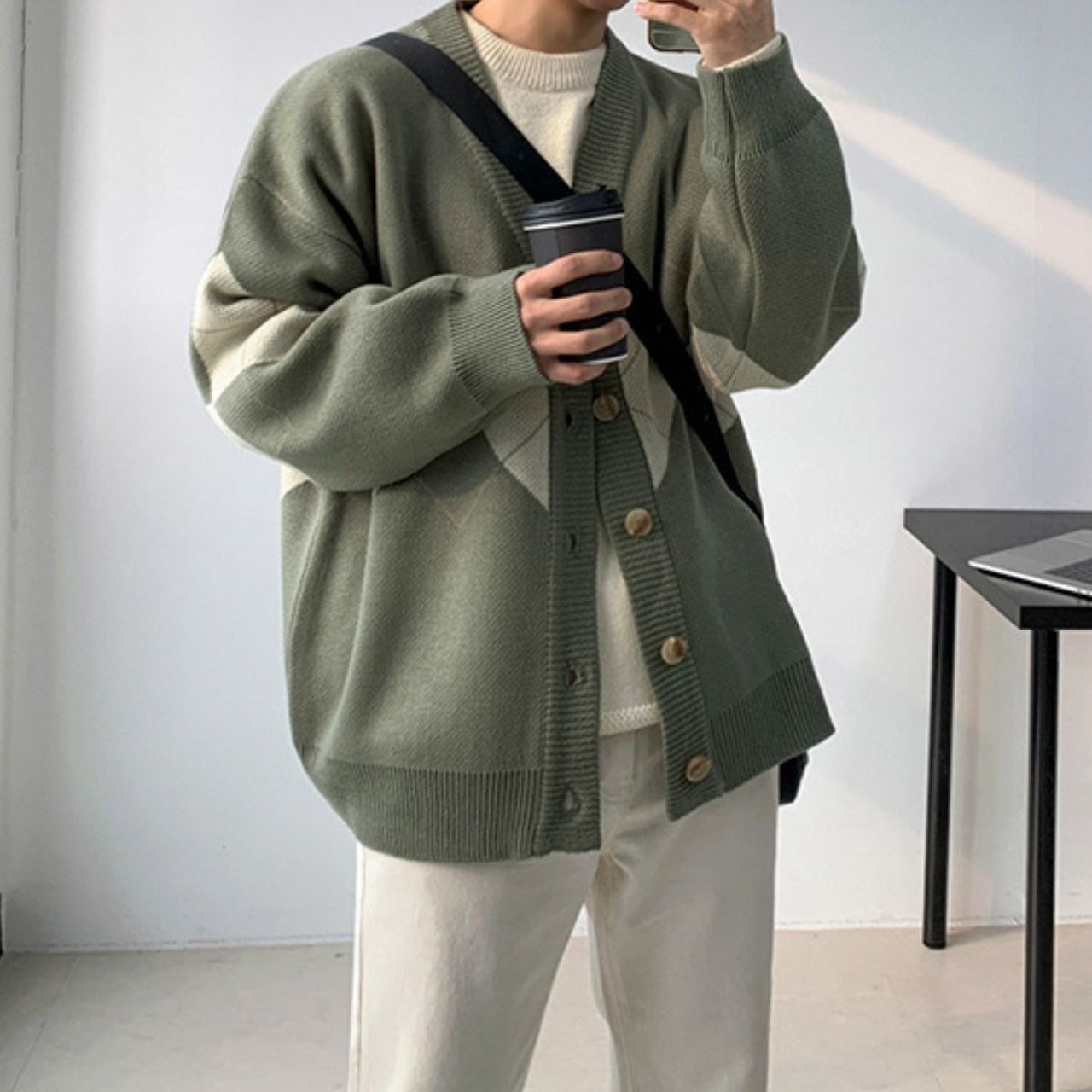 ポイントアーガイルニットカーディガン　MT0080323