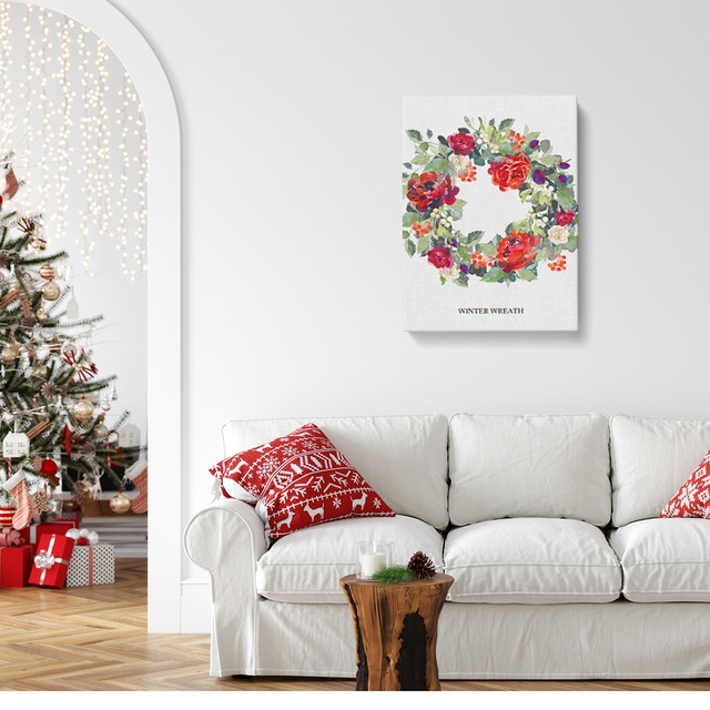 クリスマスリースのキャンバス　/ i1060 / 冬景色　オーナメント　人気のクリスマスツリー