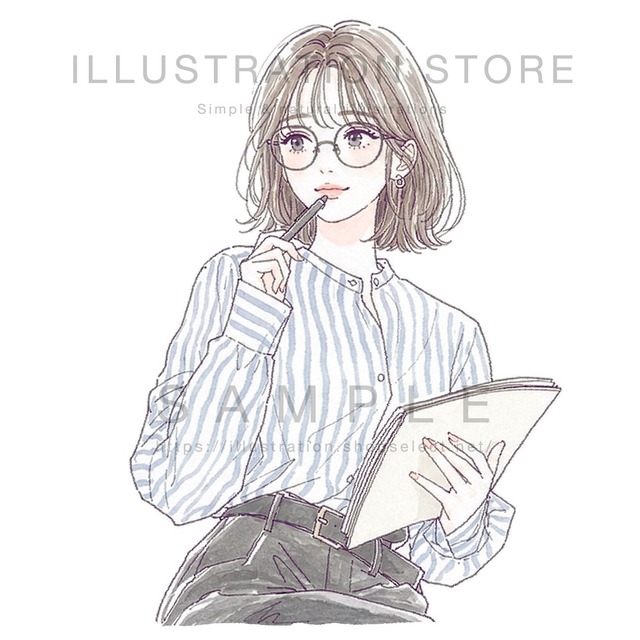 ノートとペンを持つ女性のイラスト素材
