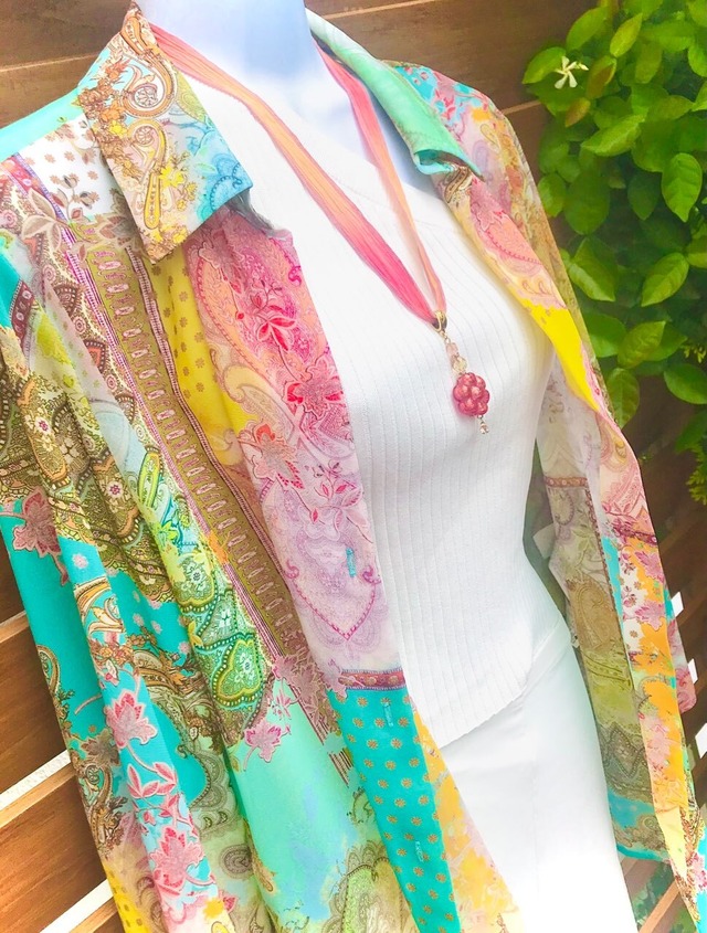 ルビーオレンジフローラルネックレス