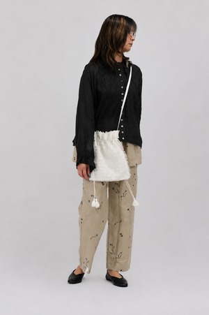 【BUNON】 Organdy & Embroidery Sholder Bag / Black・White (BN2572)